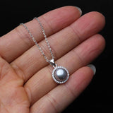 925 Silver Circle Necklace, Freshwater Pearl Pendant