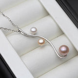 Freshwater Pearl Pendant, 925 Sterling Silver Chain Necklace, Bride Gift