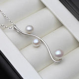 Freshwater Pearl Pendant, 925 Sterling Silver Chain Necklace, Bride Gift