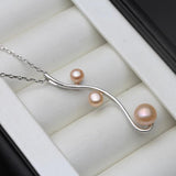 Freshwater Pearl Pendant, 925 Sterling Silver Chain Necklace, Bride Gift