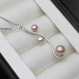 Freshwater Pearl Pendant, 925 Sterling Silver Chain Necklace, Bride Gift