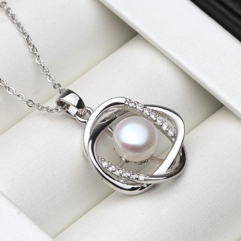 925 Silver Pendant Women, Freshwater Pearl Necklace