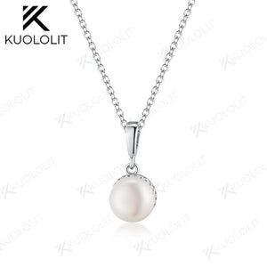 8.6mm Natural Pearl Pendant 925 Sterling Silver Necklace for Wedding