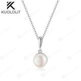 8.6mm Natural Pearl Pendant 925 Sterling Silver Necklace for Wedding