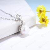 8.6mm Natural Pearl Pendant 925 Sterling Silver Necklace for Wedding