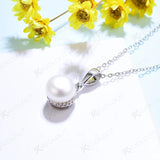 8.6mm Natural Pearl Pendant 925 Sterling Silver Necklace for Wedding