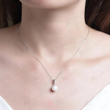 8.6mm Natural Pearl Pendant 925 Sterling Silver Necklace for Wedding