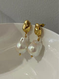Kshmir French Retro Baroque Pearl Pendant Earrings for Women