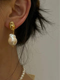 Kshmir French Retro Baroque Pearl Pendant Earrings for Women