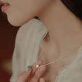 925 Silver Pearl Necklace for Women Wedding Party Gift