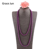 High Glass Simulated Pearl Long Necklace