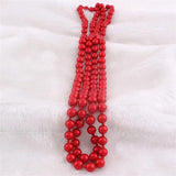 High Glass Simulated Pearl Long Necklace