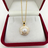 Flower Pearl Pendant Freshwater Necklace 14K Chain Romantic Gift
