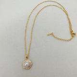 Flower Pearl Pendant Freshwater Necklace 14K Chain Romantic Gift