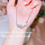 Feather Pearl Necklace 925 Stamp Clavicle Chain Women's Party Jewelry Gift
