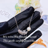 Feather Pearl Necklace 925 Stamp Clavicle Chain Women's Party Jewelry Gift