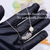 Feather Pearl Necklace 925 Stamp Clavicle Chain Women's Party Jewelry Gift