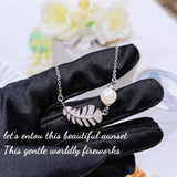 Feather Pearl Necklace 925 Stamp Clavicle Chain Women's Party Jewelry Gift