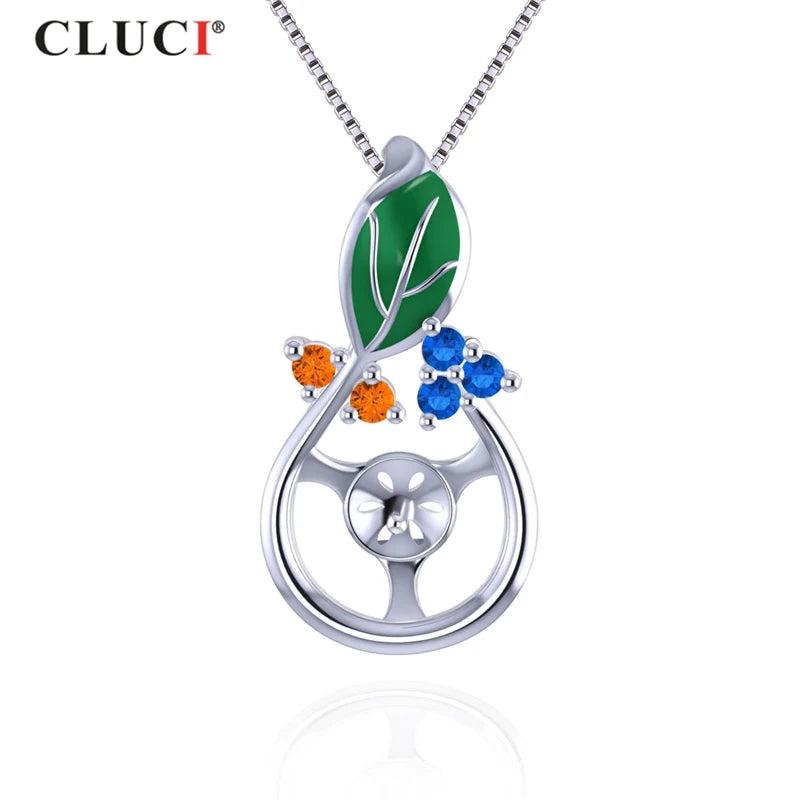 Romantic Silver 925 Leaf Pearl Pendant Mounting for Women Necklace SP339SB