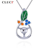 Romantic Silver 925 Leaf Pearl Pendant Mounting for Women Necklace SP339SB
