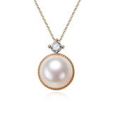 Arrival Round Pearl Necklace Real Freshwater Pearl Zircon 14k Plated Pendant