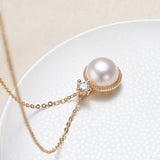 Arrival Round Pearl Necklace Real Freshwater Pearl Zircon 14k Plated Pendant
