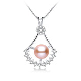 Freshwater Pearl Pendant Zircon Necklace 925 Sterling Silver Crystal Jewelry