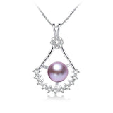 Freshwater Pearl Pendant Zircon Necklace 925 Sterling Silver Crystal Jewelry