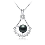 Freshwater Pearl Pendant Zircon Necklace 925 Sterling Silver Crystal Jewelry