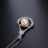 Freshwater Pearl Pendant Zircon Necklace 925 Sterling Silver Crystal Jewelry