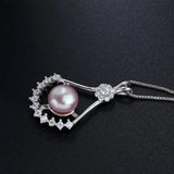 Freshwater Pearl Pendant Zircon Necklace 925 Sterling Silver Crystal Jewelry