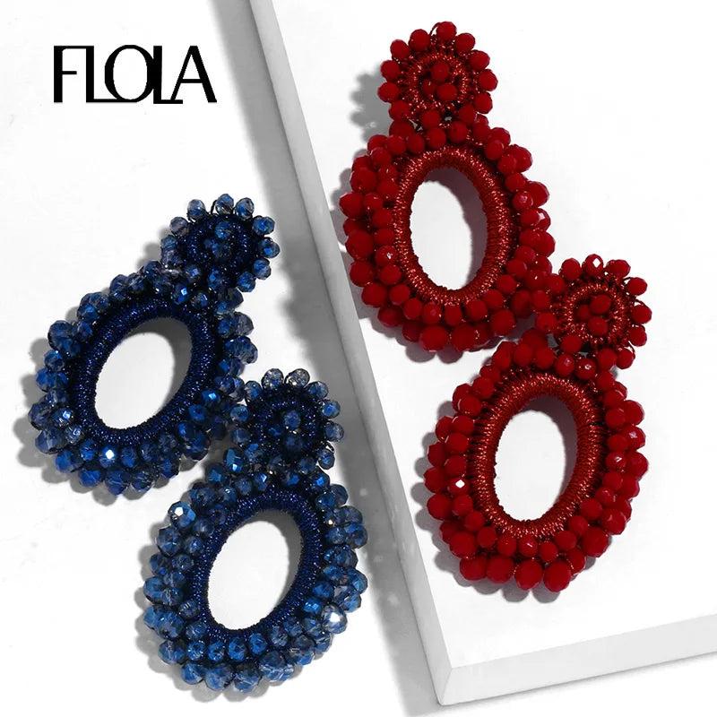 Boho Crystal Bead Earrings Women's Statement Jewelry