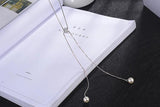 925 Silver Zirconia Pearl Long Chain Necklace for Women