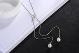 925 Silver Zirconia Pearl Long Chain Necklace for Women
