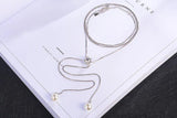925 Silver Zirconia Pearl Long Chain Necklace for Women