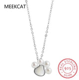 925 Silver Animal Footprints Paw Necklaces Pendant Women Jewelry
