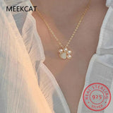 925 Silver Animal Footprints Paw Necklaces Pendant Women Jewelry