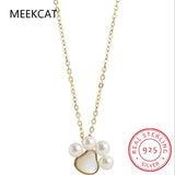 925 Silver Animal Footprints Paw Necklaces Pendant Women Jewelry