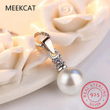 925 Sterling Silver Crystal Zircon Pearl Pendant Necklaces For Women