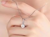 925 Sterling Silver Crystal Zircon Pearl Pendant Necklaces For Women