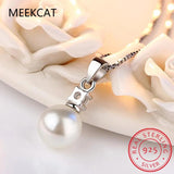 925 Sterling Silver Crystal Zircon Pearl Pendant Necklaces For Women