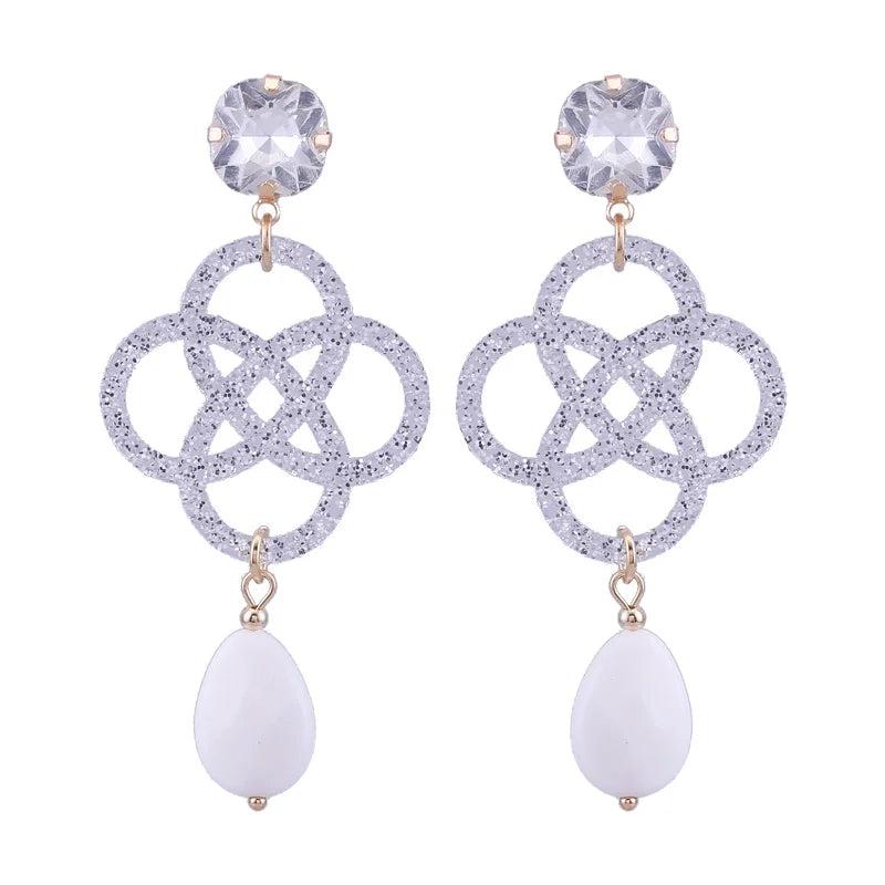 Sehuoran Flower Resin Shell Drop Earrings For Woman Water Drip Natural Stone Cry