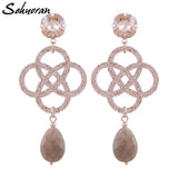 Sehuoran Flower Resin Shell Drop Earrings For Woman Water Drip Natural Stone Cry