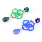 Sehuoran Flower Resin Shell Drop Earrings For Woman Water Drip Natural Stone Cry