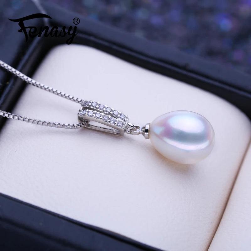 Freshwater Pearl Pendant Necklaces for Women Girls Geometric Pendant