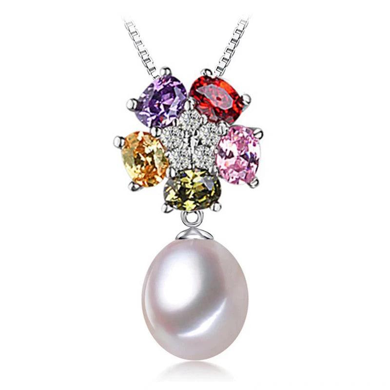 Freshwater Pearl Pendant Necklaces Flower Pendant Birthday Gift