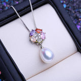 Freshwater Pearl Pendant Necklaces Flower Pendant Birthday Gift