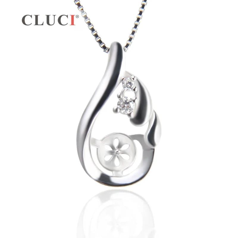 925 Silver Pearl Pendant CZ Women Necklace Jewelry