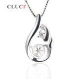 925 Silver Pearl Pendant CZ Women Necklace Jewelry