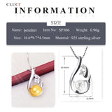 925 Silver Pearl Pendant CZ Women Necklace Jewelry